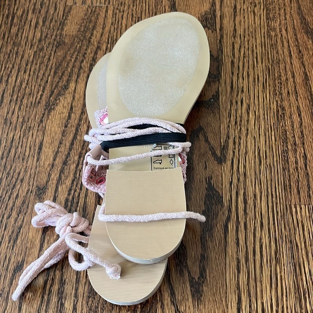 Free People Mantra Mirror Ankle Wrap Sandal Size 38 - Picture 4 of 5